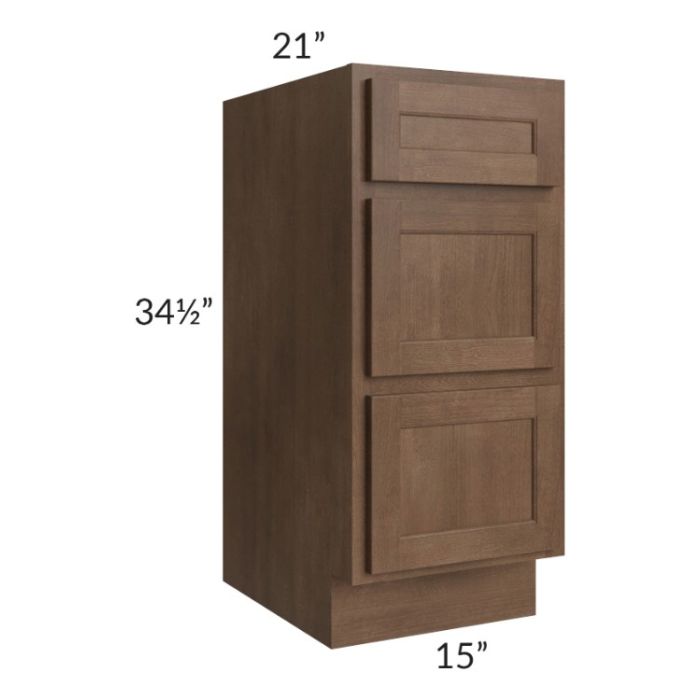 Gramercy Coffee 15" Vanity 3-Drawer Base Cabinet