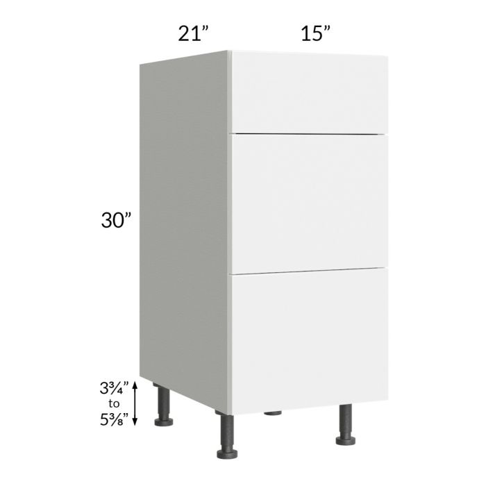 Milan White Gloss 15" Vanity 3-Drawer Base Cabinet