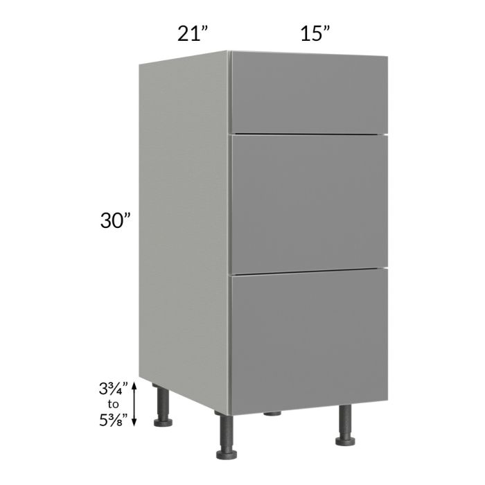 Milan Grey Gloss 15" Vanity 3-Drawer Base Cabinet