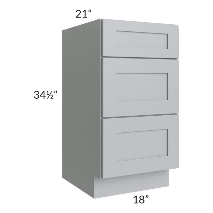 Asheville Grey Shaker 18" 3-Drawer Vanity Base Cabinet