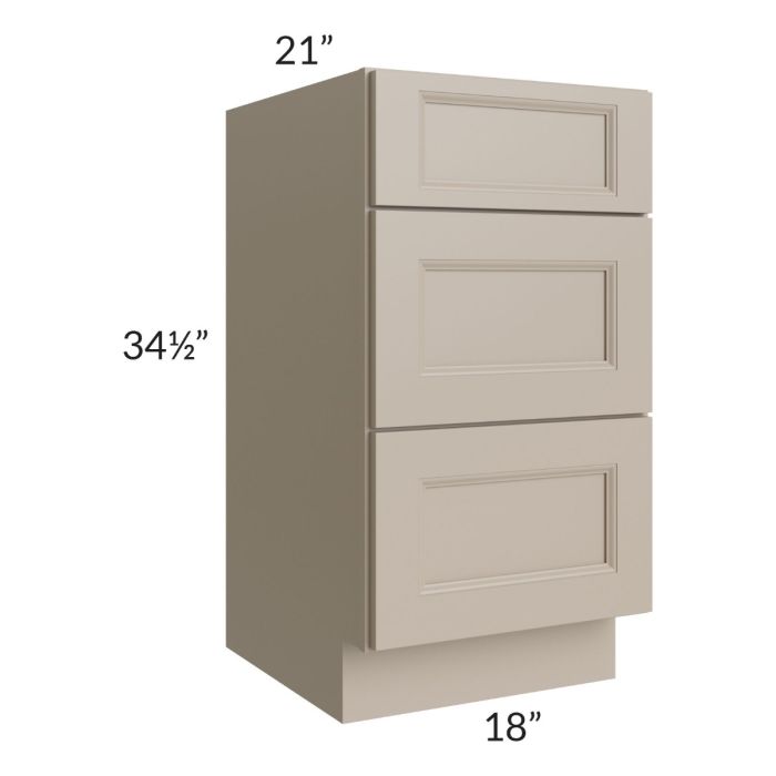 Tuscan Oyster 18" Vanity 3-Drawer Base Cabinet