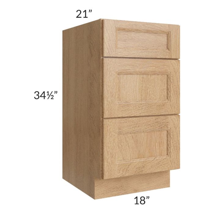 Tuscan Timber 18" Vanity 3-Drawer Base Cabinet