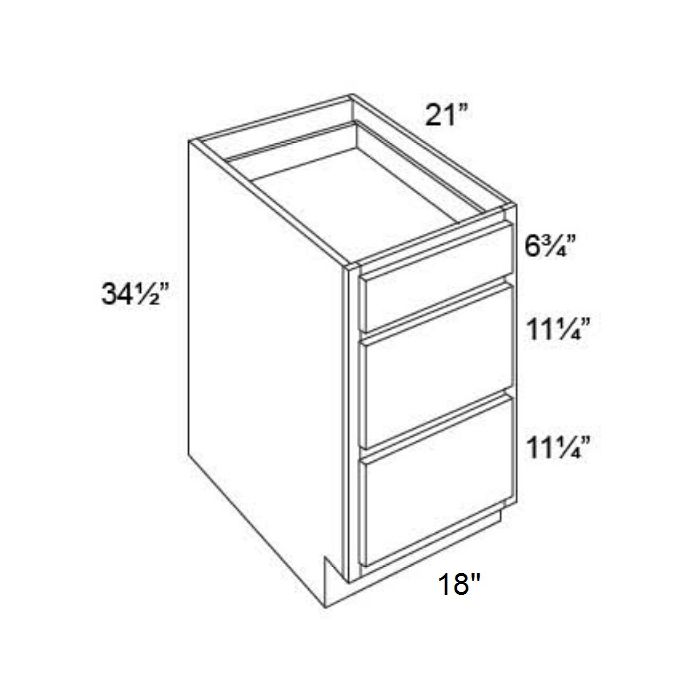 18" Vanity 3-Drawer Base Cabinet