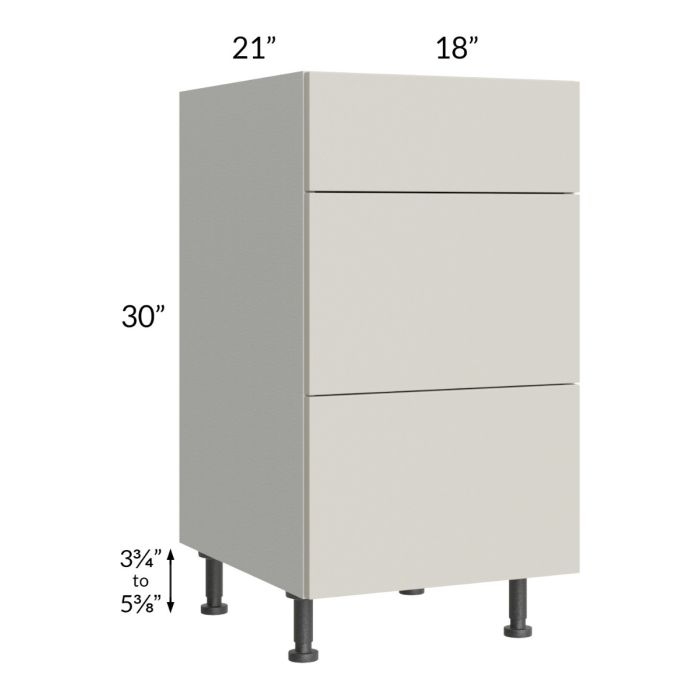 Milan Beige Matte 18" Vanity 3-Drawer Base Cabinet