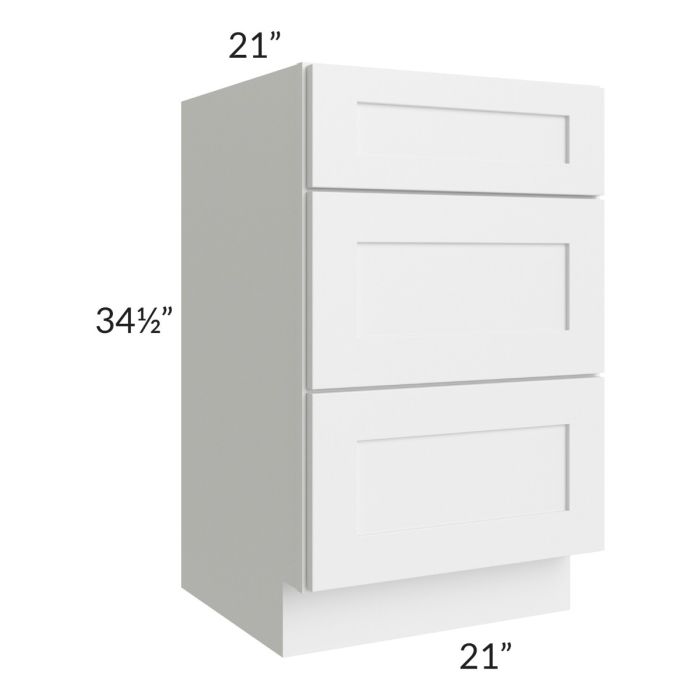 Midtown White Shaker 21" Vanity Drawer Base Cabinet