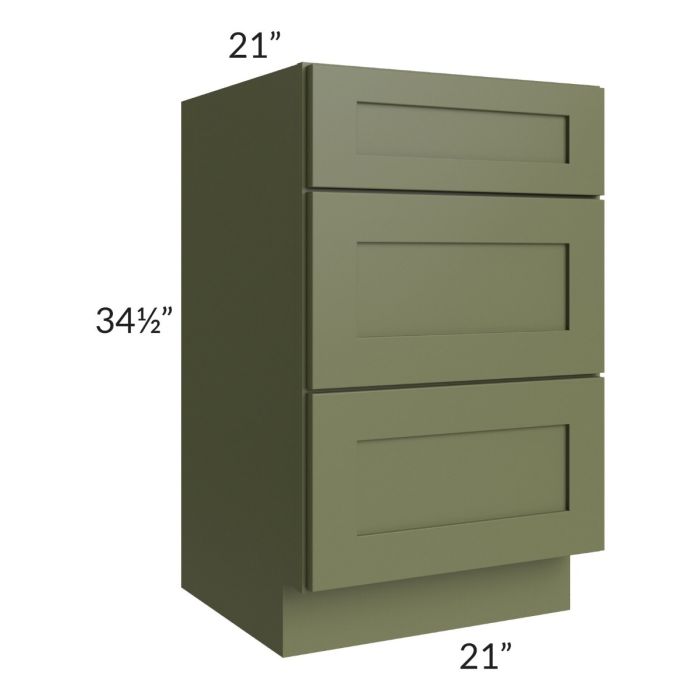Midtown Hunter Green Shaker 21" Vanity Drawer Base Cabinet