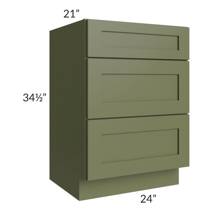 Midtown Hunter Green Shaker 24" Vanity Drawer Base Cabinet