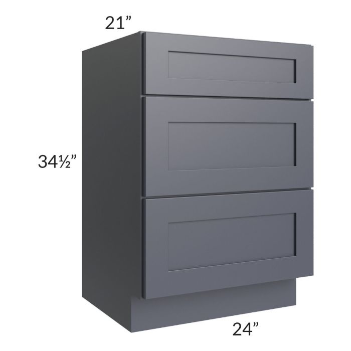 Midtown Indigo Shaker 24" Vanity Drawer Base Cabinet