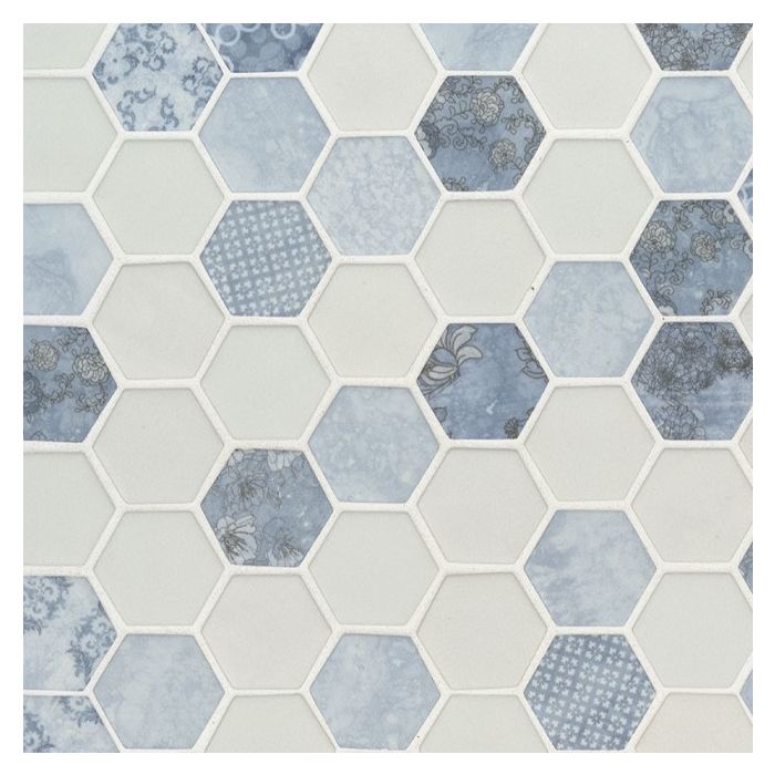 Vista Azul Hexagon Glass Tile