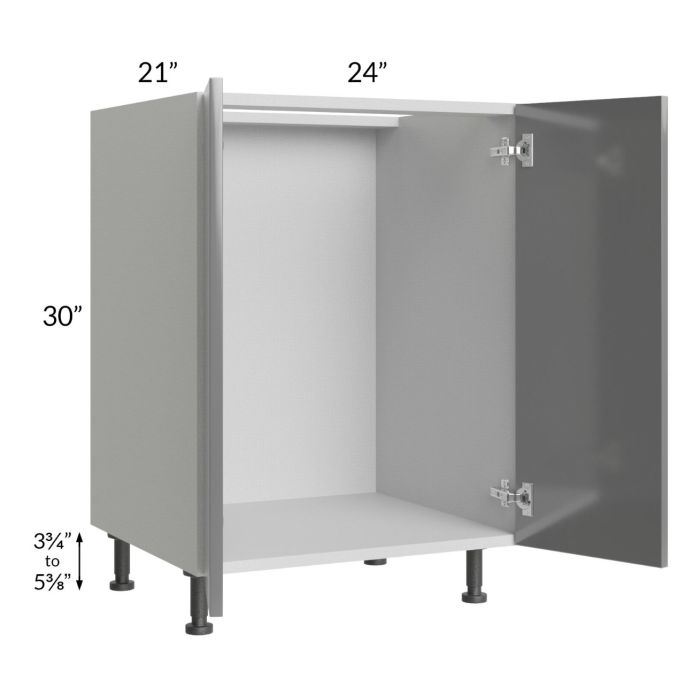 Milan Grey Gloss 24" Full Height Door Vanity Sink Base Cabinet