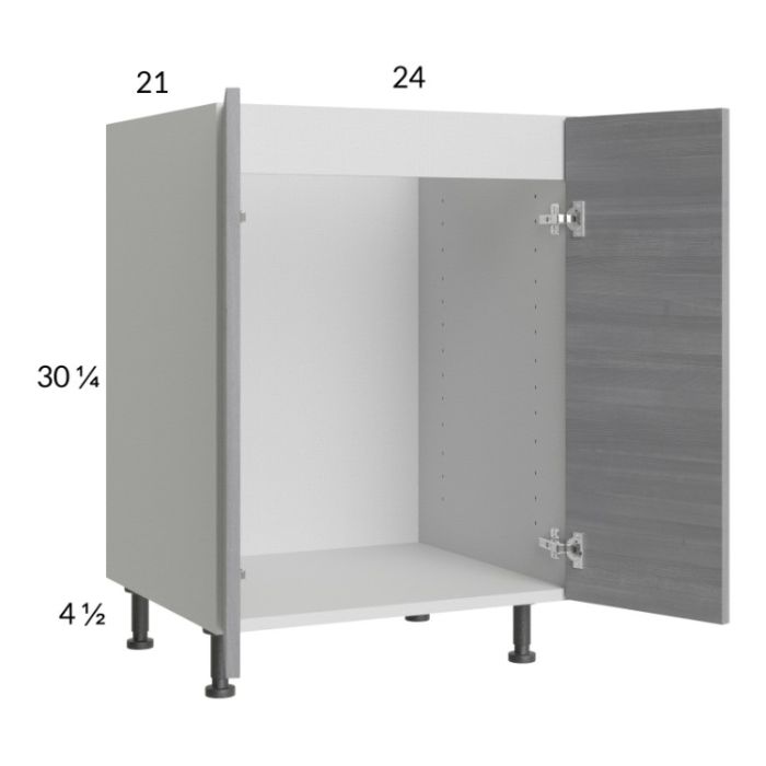 Euro Grey 24" Full Height Door Vanity Sink Base Cabinet