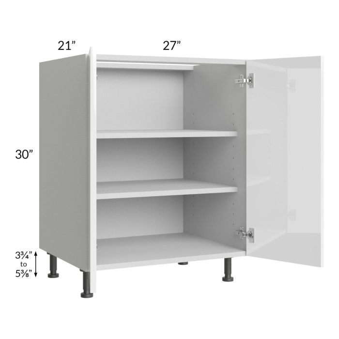 Milan White Gloss 27" Full Height Door Vanity Sink Base Cabinet