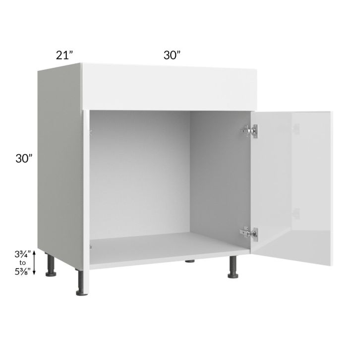 Milan White Gloss 30" Vanity Sink Base Cabinet