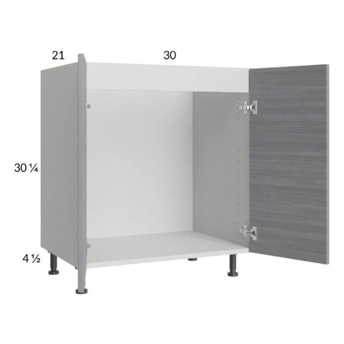 Euro Grey 30" Full Height Door Vanity Sink Base Cabinet