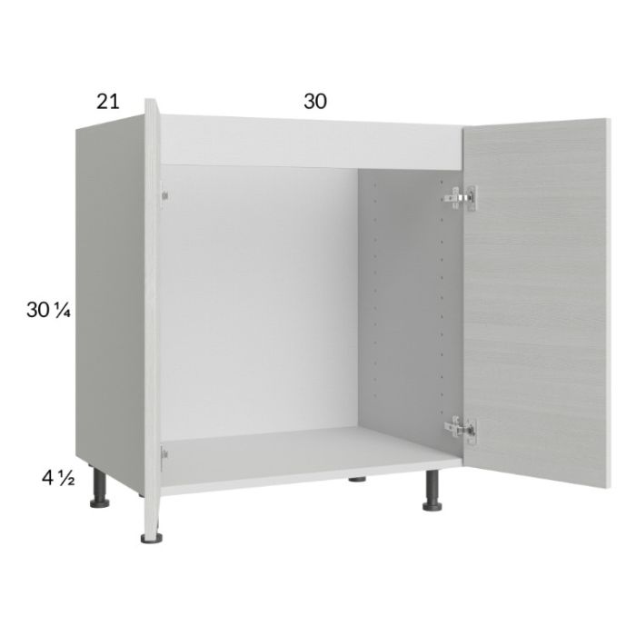 Euro White Grain 30" Full Height Door Vanity Sink Base Cabinet