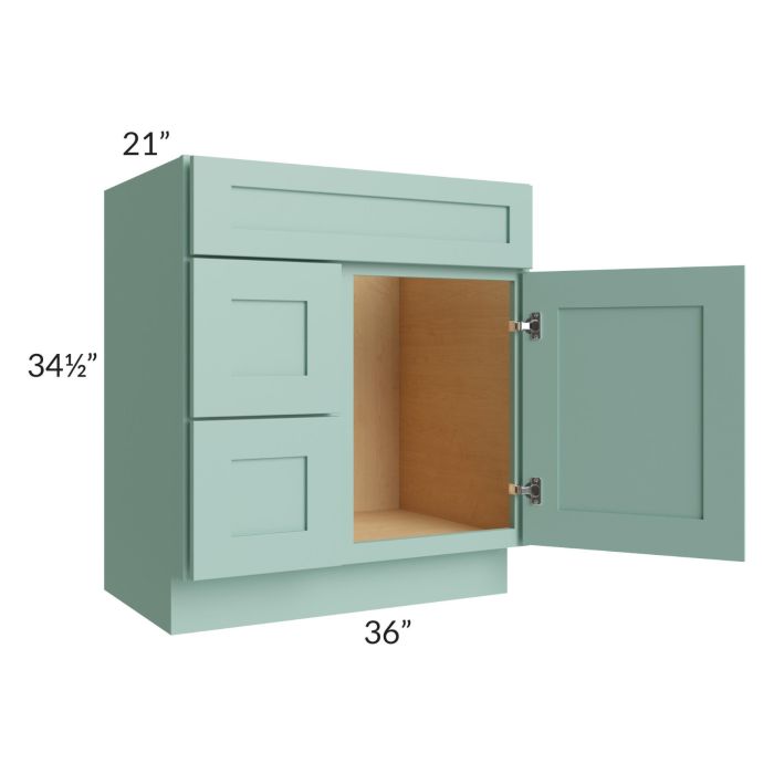 Midtown Sage Green Shaker 30" Vanity Sink and Drawer Combo (Drawers on Left)