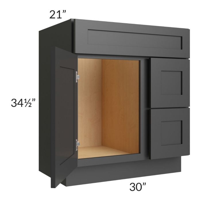 Midtown Black Shaker 30" Vanity Sink and Drawer Combo (Drawers on Right)