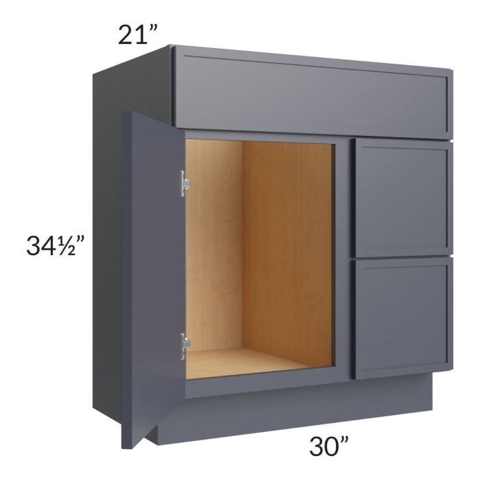Vienna Indigo 30" Vanity Sink and Drawer Combo (Drawers on Right)