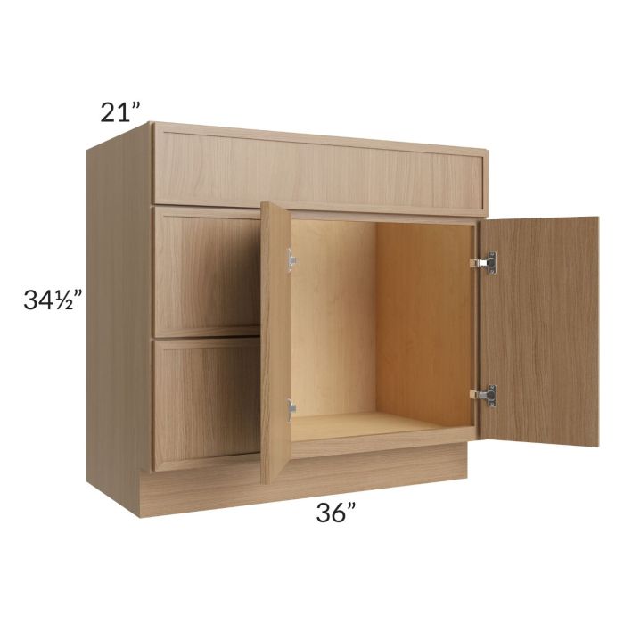 Township Rift Oak 36" Vanity Sink Base Cabinet (Drawers on Left)