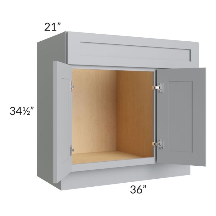 Asheville Grey Shaker 36" Vanity Sink Base Cabinet (Drawers on Right)