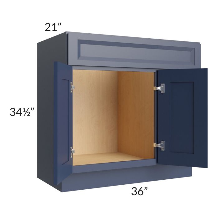 Bayville Blue 36" Vanity Sink Base Cabinet (Drawers on Right)