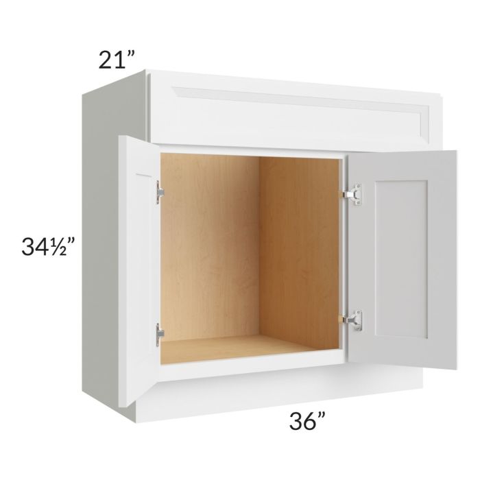 Bayville White 36" Vanity Sink Base Cabinet (Drawers on Right)