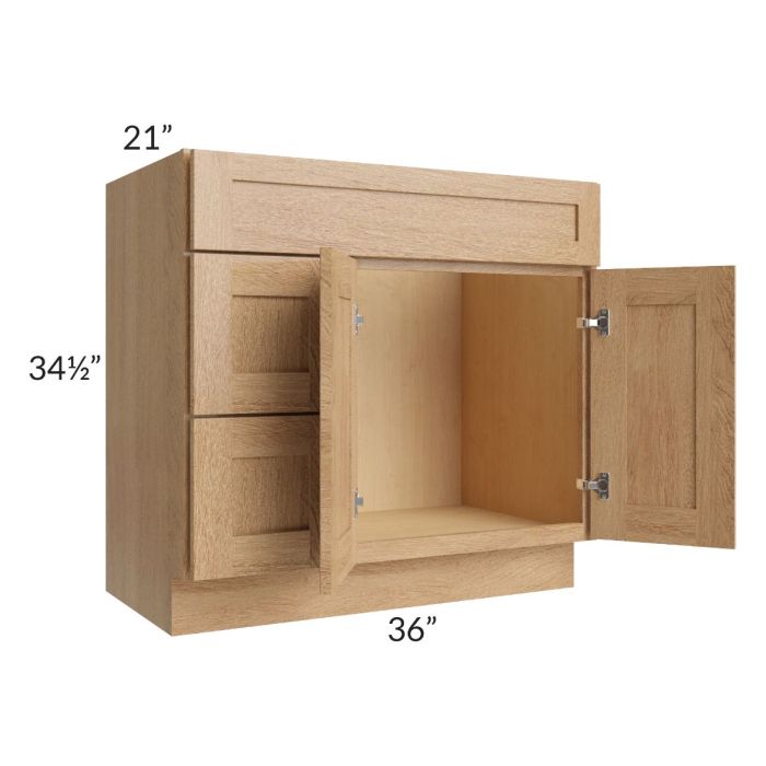 Midtown Timber Shaker 36" Vanity Sink and Drawer Combo (Drawers on Left)