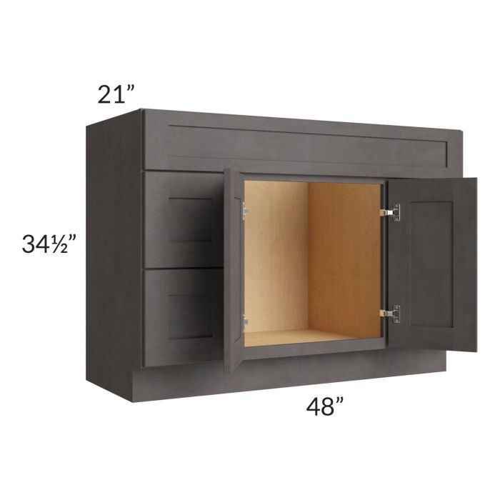 Midtown Dark Grey Shaker 48" Vanity Sink and Drawer Combo