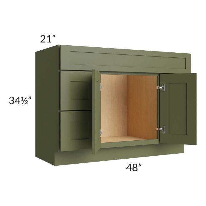 Midtown Hunter Green Shaker 48" Vanity Sink and Drawer Combo