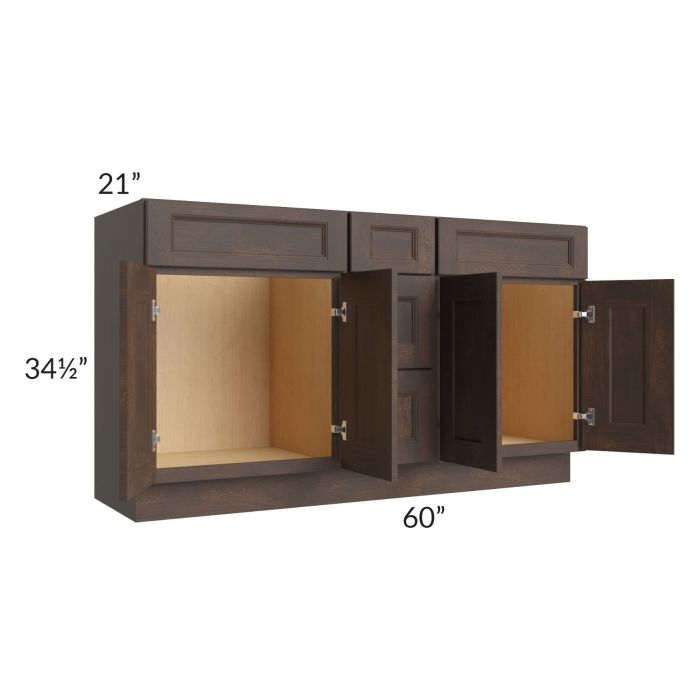 Tuscan Kona Brown 60" Vanity Sink and Drawer Combo