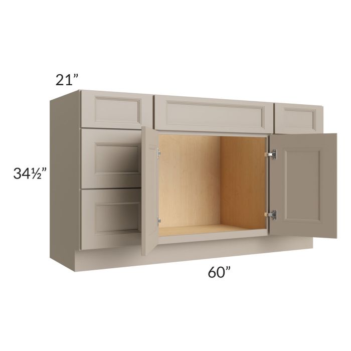 Tuscan Oyster 60" Vanity Sink and Drawer Combo