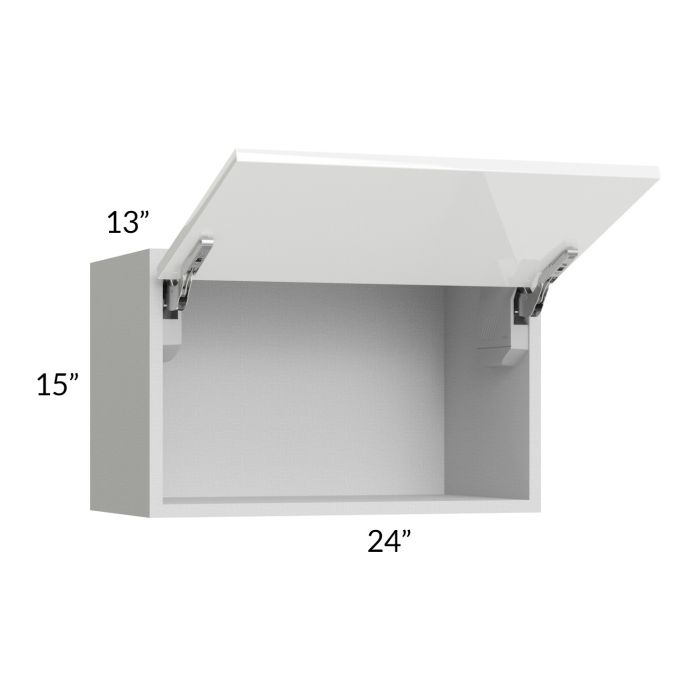 Milan White Gloss 24x15 Lift-Up Door Wall Cabinet