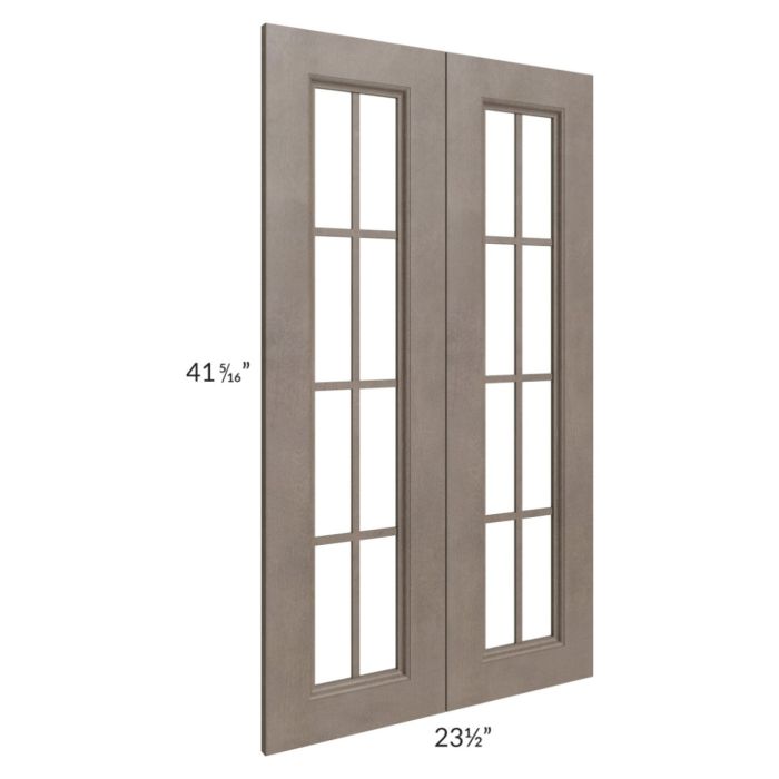 Providence Natural Grey 24x42 Mullion Glass Doors Only with Glass Included