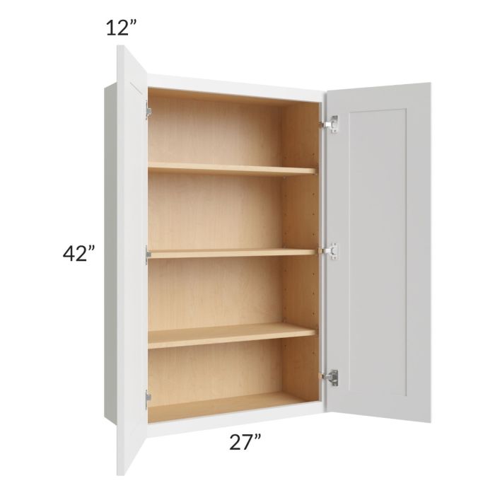 Asheville White Shaker 27x42 Wall Cabinet
