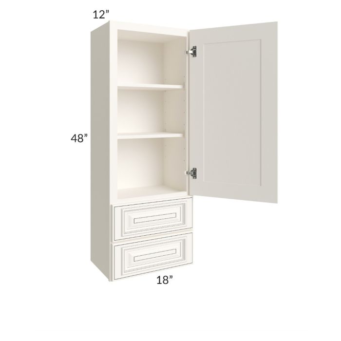 Signature Vanilla 18x48 Wall Cabinet with 2 Drawers