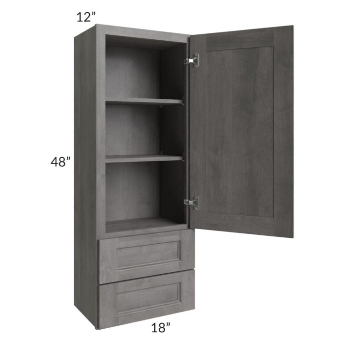 Providence Slate Grey 18x48 Wall Cabinet With Drawers