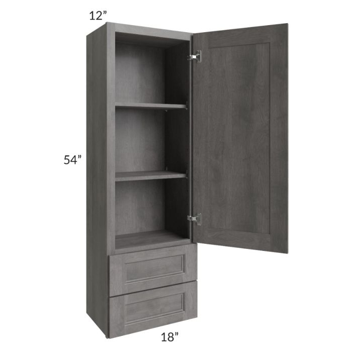 Providence Slate Grey 18x54 Wall Cabinet With Drawers