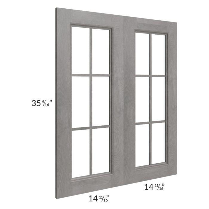 Providence Slate Grey 30x36 Mullion Glass Doors Only with Glass Included