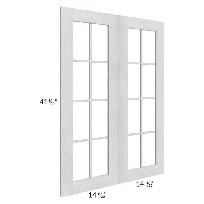 Heather Grey Shaker 30x42 Mullion Glass Doors Only with Glass Included