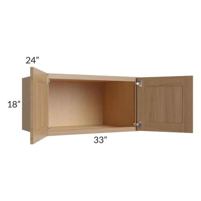Asheville Rift Oak Shaker 33x18x24 Wall Cabinet