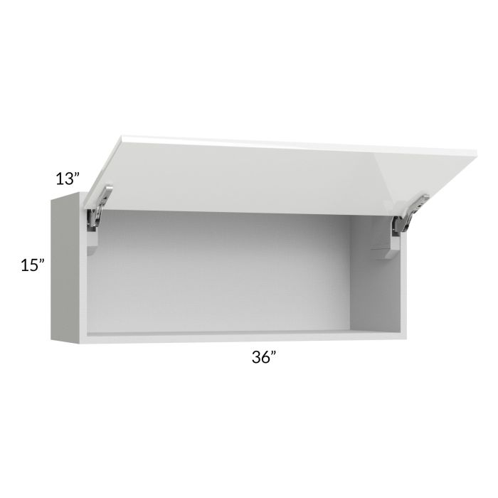 Milan White Gloss 36x15 Lift-Up Door Wall Cabinet