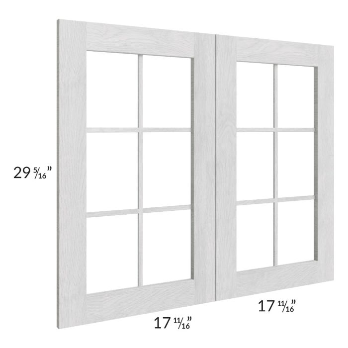 Heather Grey Shaker 36x30 Mullion Glass Doors Only with Glass Included