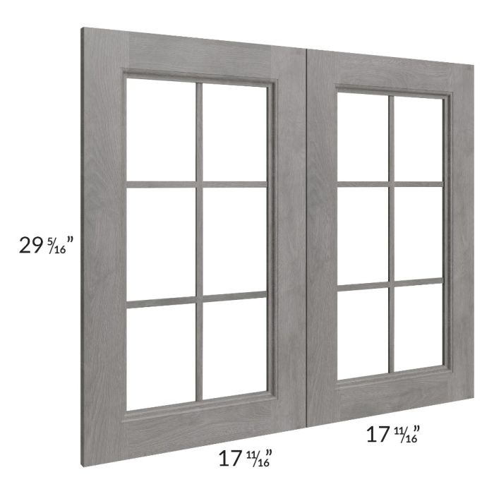 Providence Slate Grey 36x30 Mullion Glass Doors Only with Glass Included