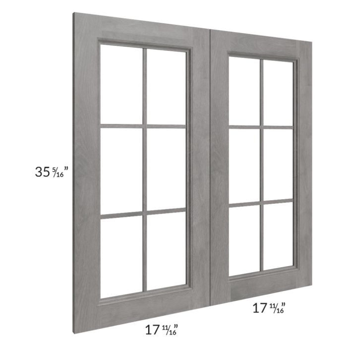Providence Slate Grey 36x36 Mullion Glass Doors Only with Glass Included