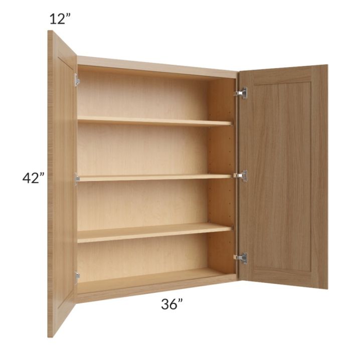 Asheville Rift Oak Shaker 36x42 Wall Cabinet
