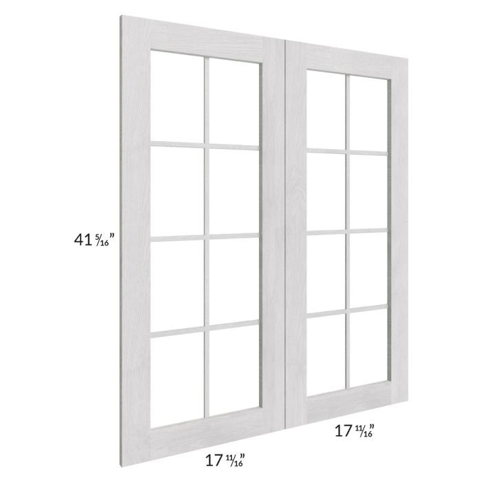 Heather Grey Shaker 36x42 Mullion Glass Doors Only with Glass Included