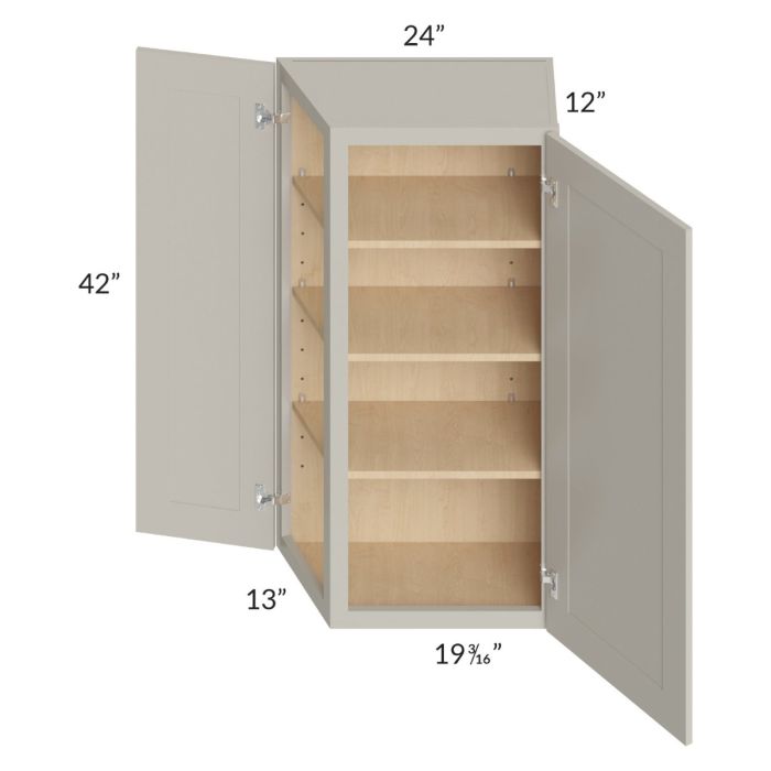 Stratton Light Grey Shaker 24x42 Wall End Angle Cabinet