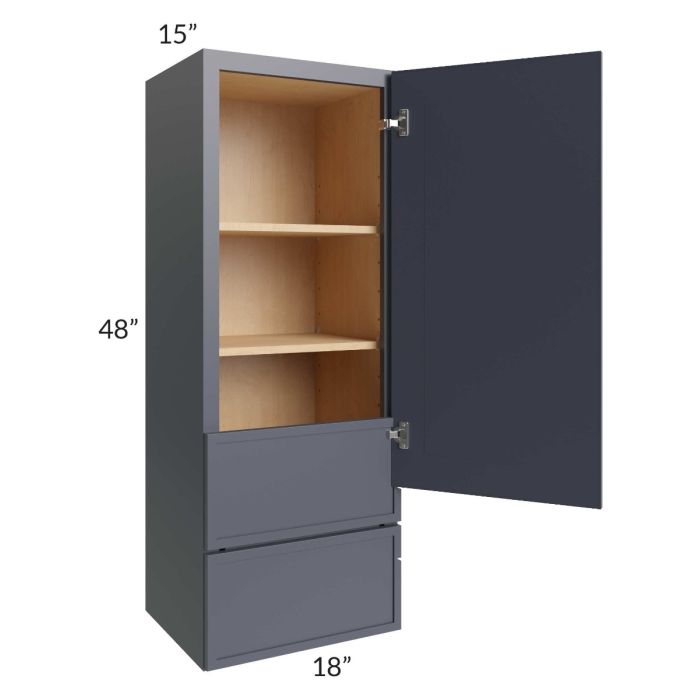 Vienna Indigo 18x48x15 Wall Cabinet with Drawers