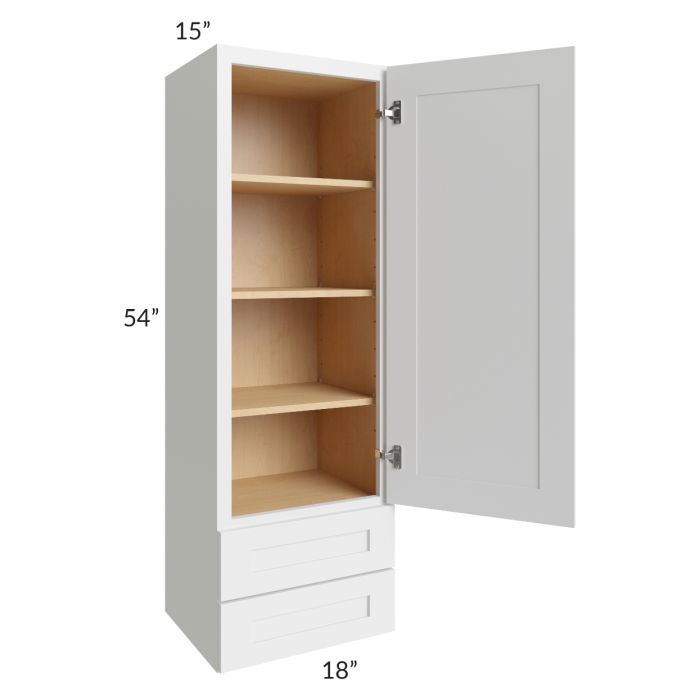Midtown White Shaker 18x54x15 Wall Cabinet with Drawers
