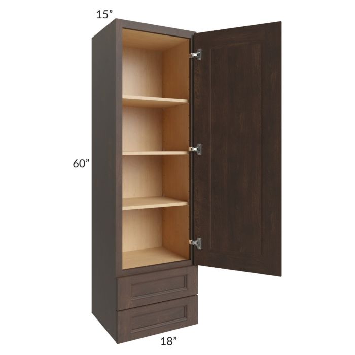 Tuscan Kona Brown 18x60x15 Wall Cabinet with Drawers